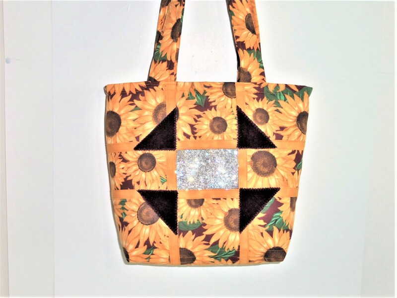 Lux Canvas Tote, Rhinestone Hand Bag, Purse, Floral Tote, Quilted Tote, Applique Tote, Yellow Floral Purse, Sewnsewsister